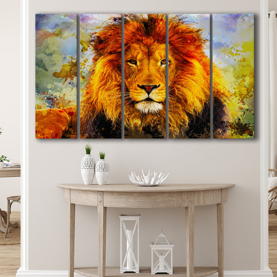 Abstract Lion 5 Piece B Canvas Prints Wall Art Decor, Multi Panels,Large Canvas, Home Decor