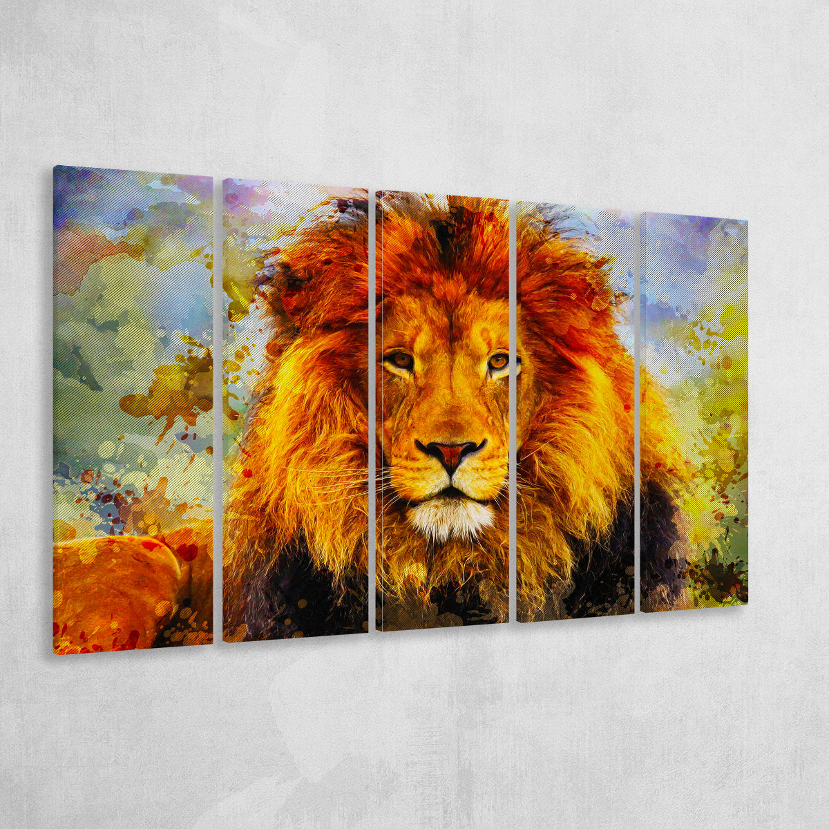 Lion shop Watercolor Print on Canvas