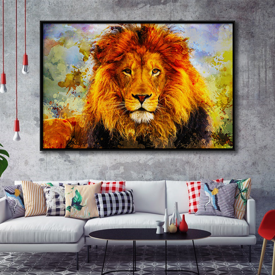 Abstract Lion Framed Canvas Prints Wall Art Decor - Painting Canvas, Framed Picture, Home Decor