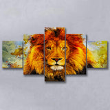 Abstract Lion 5 Pieces Canvas Prints Wall Art Decor - Painting Canvas, Mixed Canvas, Multi Panels