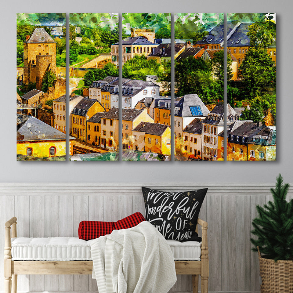 Abstract Luxembourg Painting 5 Piece B Canvas Prints Wall Art Decor, Multi Panels,Large Canvas, Home Decor