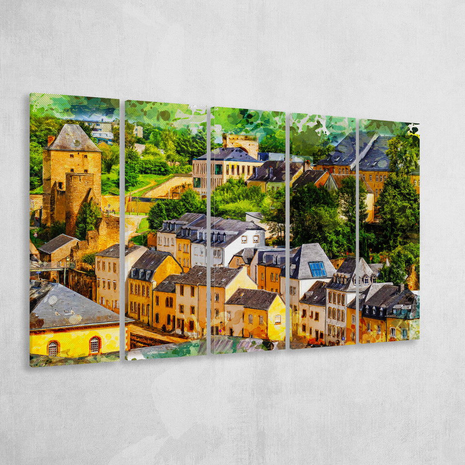 Abstract Luxembourg Painting 5 Piece B Canvas Prints Wall Art Decor, Multi Panels,Large Canvas, Home Decor