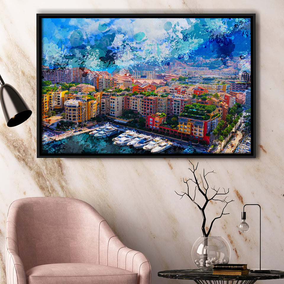 Abstract Monaco Painting Framed Canvas Prints Wall Art Decor - Painting Canvas, Framed Picture, Home Decor