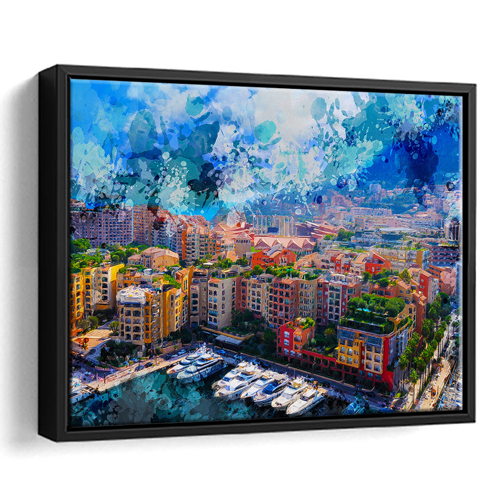Abstract Monaco Painting Framed Canvas Prints Wall Art Decor - Painting Canvas, Framed Picture, Home Decor