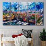 Abstract Monaco Painting 5 Piece B Canvas Prints Wall Art Decor, Multi Panels,Large Canvas, Home Decor