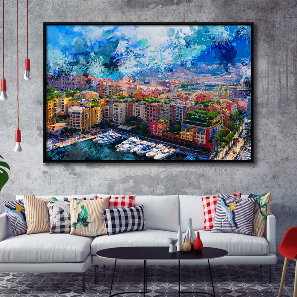 Abstract Monaco Painting Framed Canvas Prints Wall Art Decor - Painting Canvas, Framed Picture, Home Decor