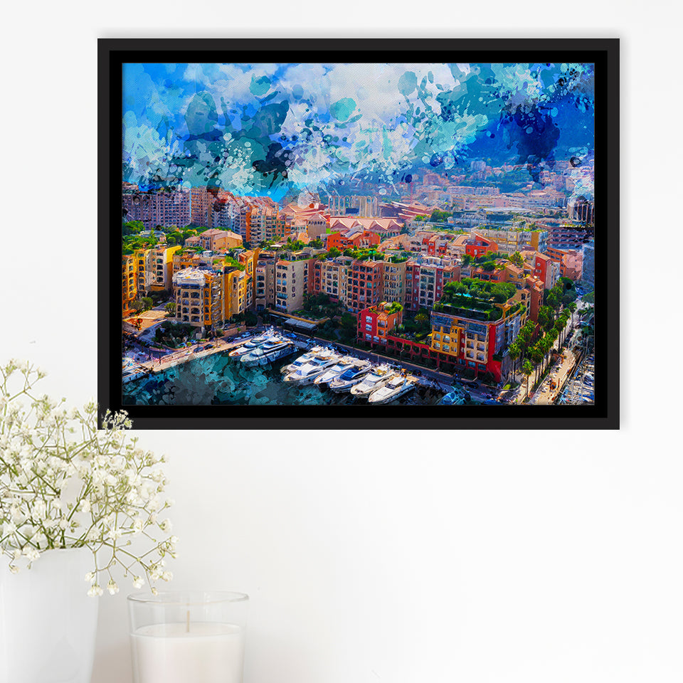 Abstract Monaco Painting Framed Canvas Prints Wall Art Decor - Painting Canvas, Framed Picture, Home Decor