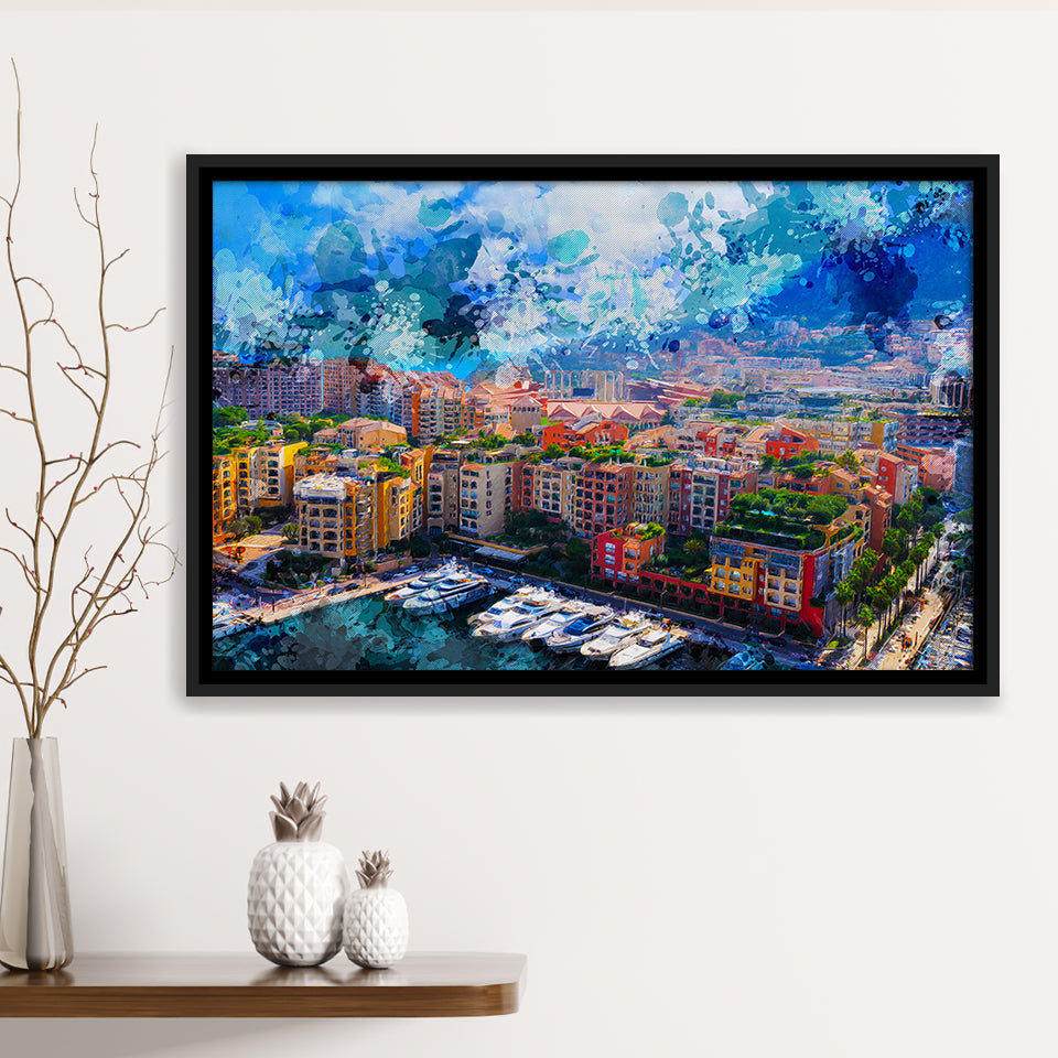 Abstract Monaco Painting Framed Canvas Prints Wall Art Decor - Painting Canvas, Framed Picture, Home Decor