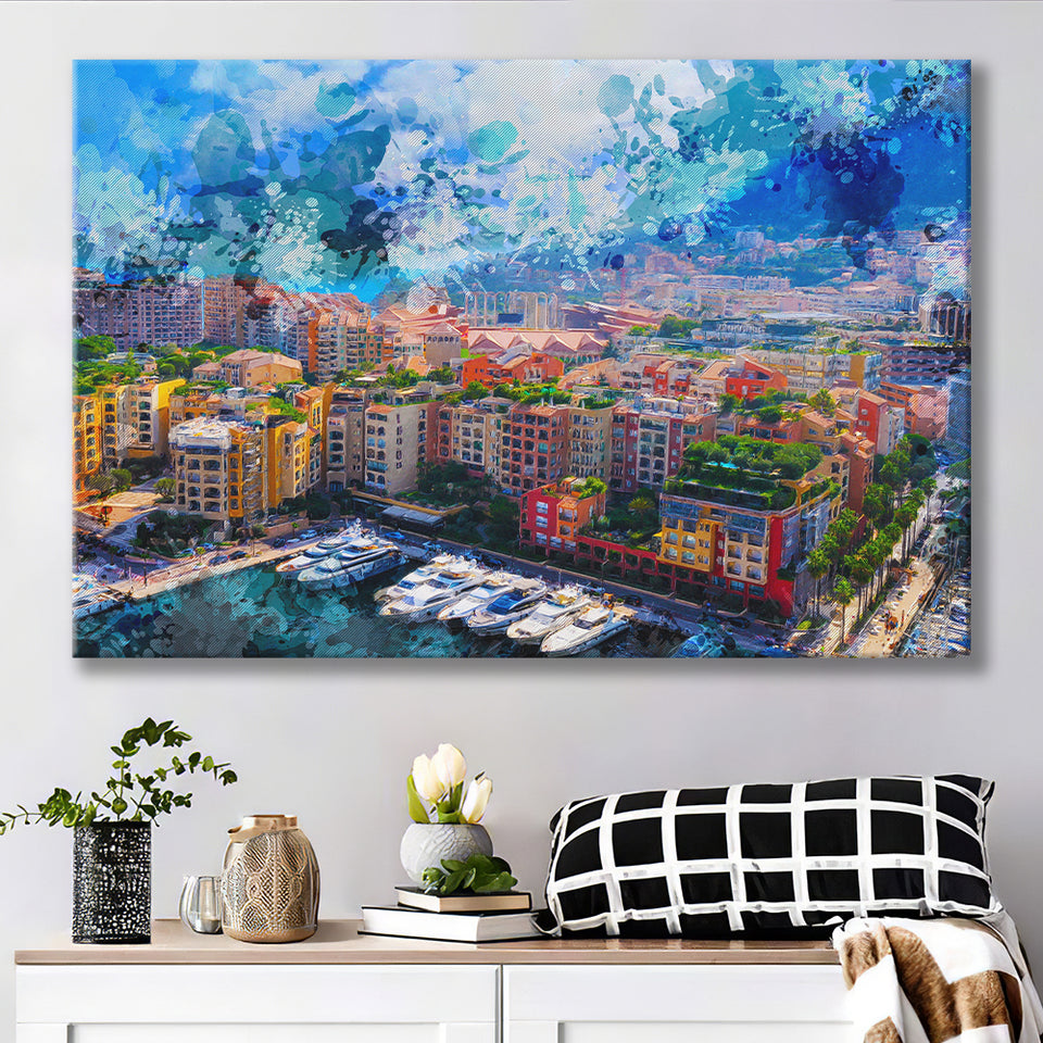 Abstract Monaco Painting Canvas Prints Wall Art Decor - Painting Canvas, Art Print, Home Decor, Ready to Hang