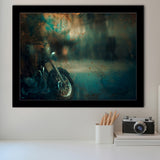 Abstract Motorcycle, Green Waves Painting Framed Art Prints Wall Art Decor,Black Frame, Ready to hang