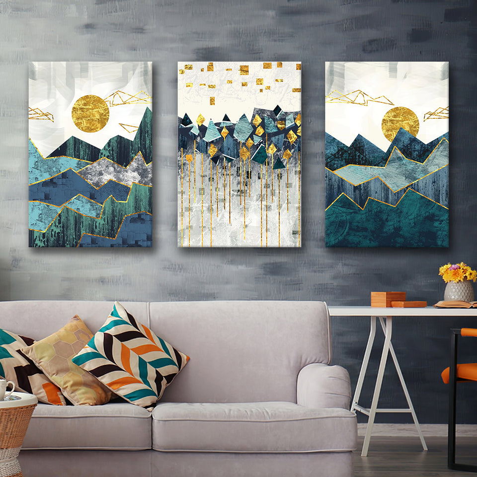 Abstract Mountain Canvas Set of 3 Piece Canvas Prints Wall Art