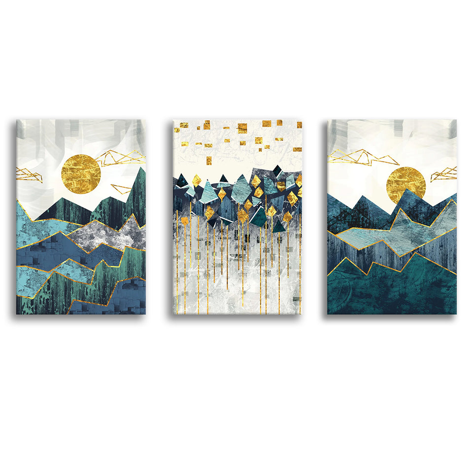Abstract Mountain Canvas Set of 3 Piece Canvas Prints Wall Art Decor –  UnixCanvas