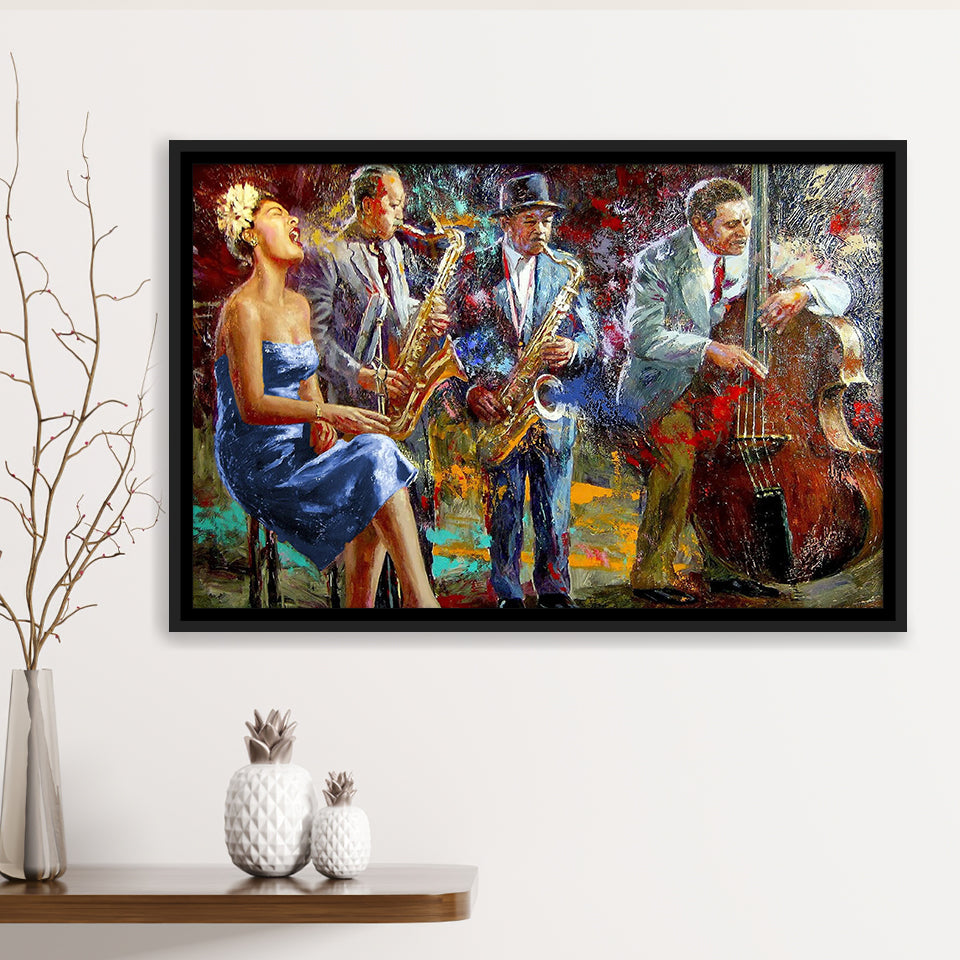 Abstract Music Jazz Band Framed Canvas Prints Wall Art Decor, Framed Picture, Floating Frame