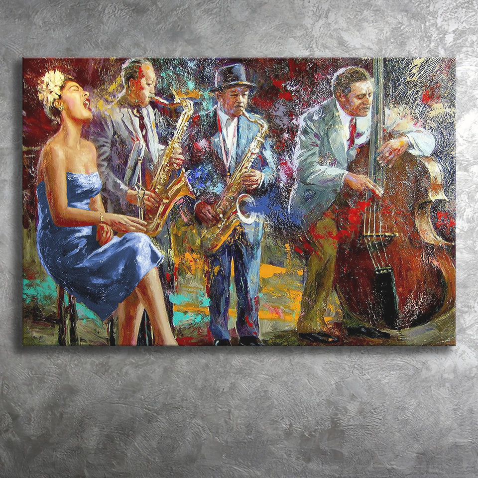 Abstract Music Jazz Band Canvas Prints Wall Art Decor - Painting Canvas,Home Decor, Ready to Hang
