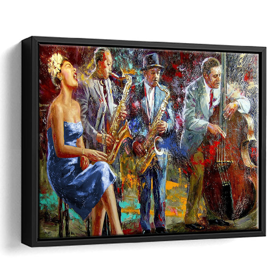 Abstract Music Jazz Band Framed Canvas Prints Wall Art Decor, Framed Picture, Floating Frame