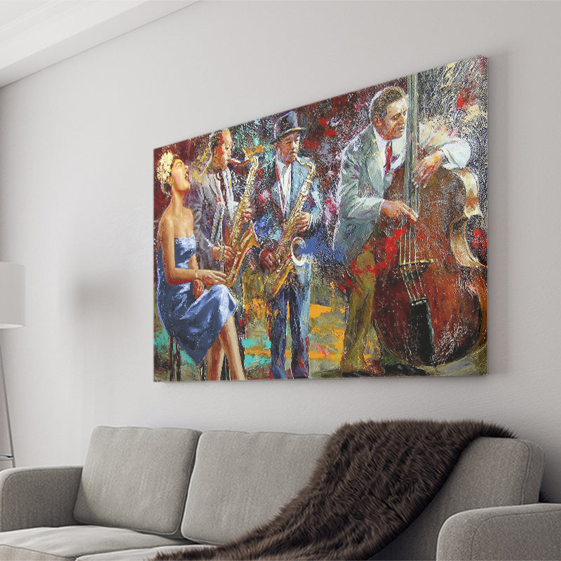 Abstract Music Jazz Band Canvas Prints Wall Art Decor - Painting Canvas,Home Decor, Ready to Hang