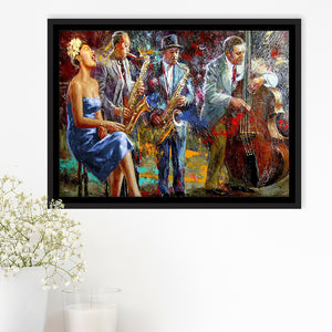 Abstract Music Jazz Band Framed Canvas Prints Wall Art Decor, Framed Picture, Floating Frame