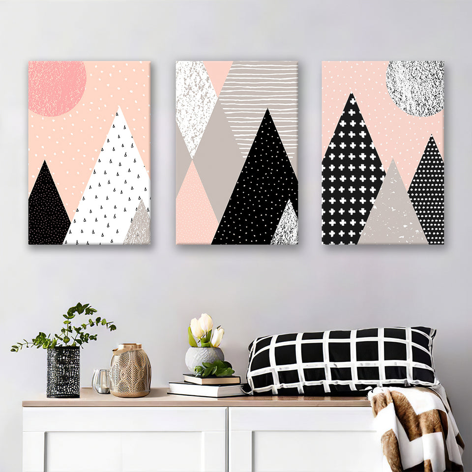 Abstract Nordic Mountain Scenery Canvas Prints 3 Pieces Wall Art Decor - Painting Canvas, Multi Panel, Home Decor