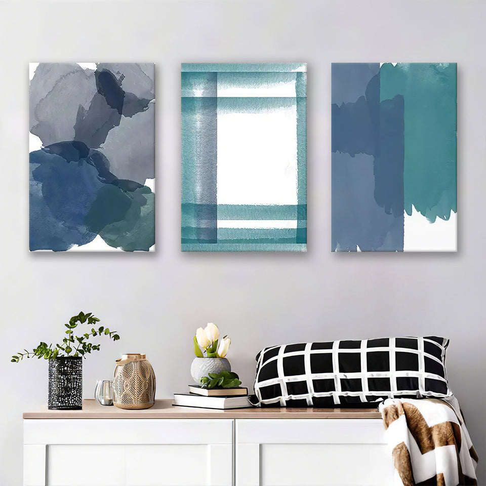 Abstract Nordic Watercolor Canvas Prints 3 Pieces Wall Art Decor - Painting Canvas, Multi Panel, Home Decor