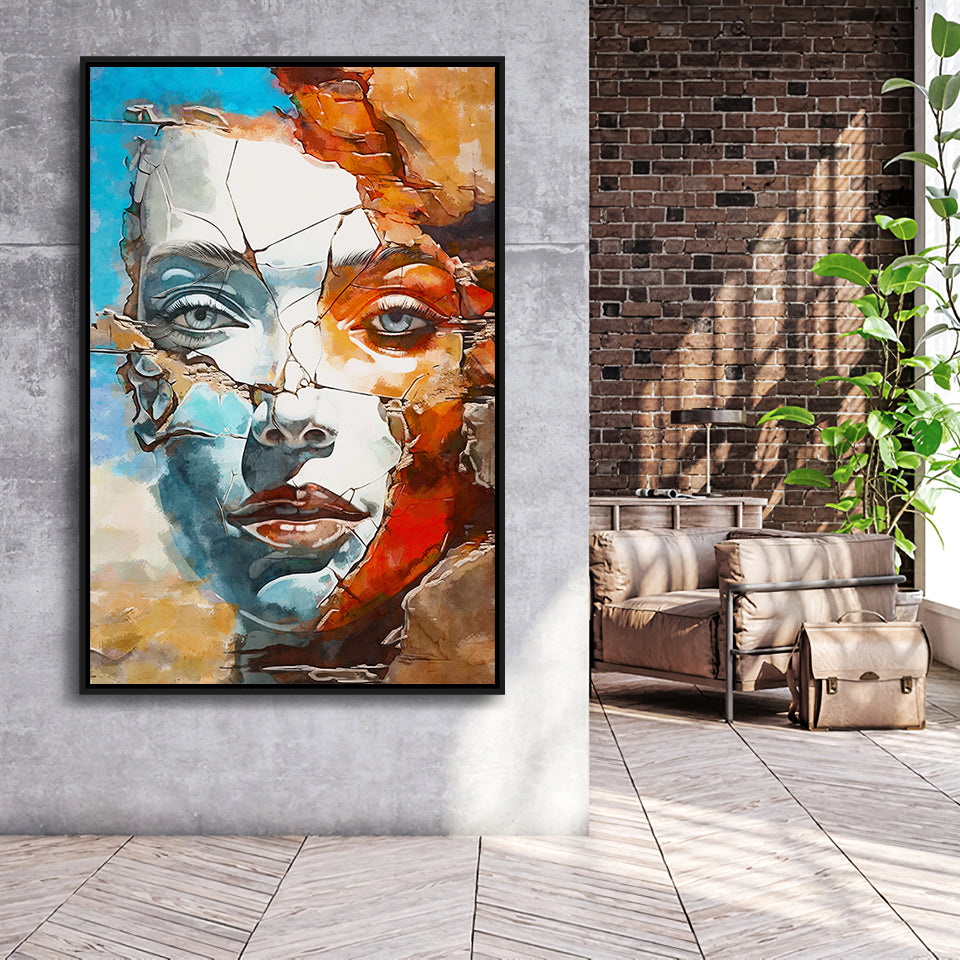 Abstract Piece Of Face,Framed Canvas Prints,Floating Frame, Wall Art Home Decor