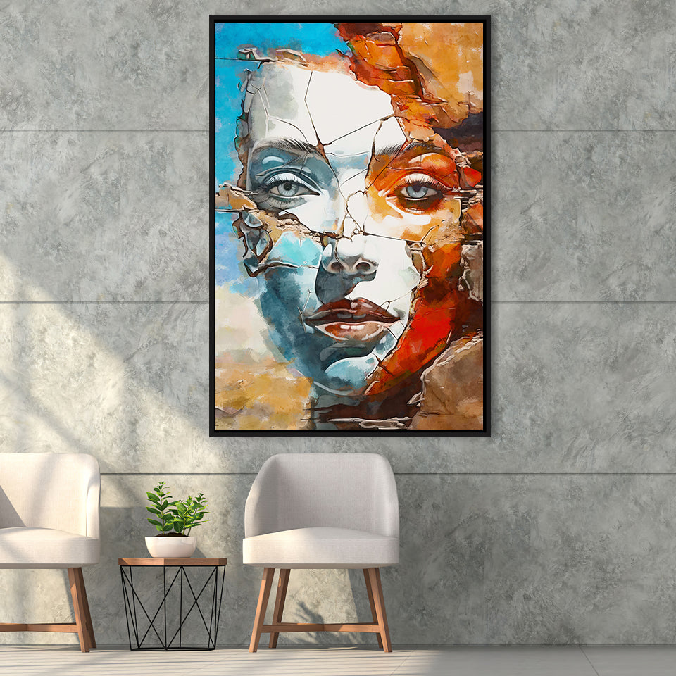 Abstract Piece Of Face,Framed Canvas Prints,Floating Frame, Wall Art Home Decor