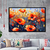 Abstract Poppy Field Wall Art, Poppy Fields Framed Art Prints Wall Decor, Framed Picture, Large Art Prints
