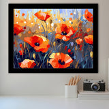 Abstract Poppy Field Wall Art, Poppy Fields Framed Art Prints Wall Decor, Framed Picture, Large Art Prints