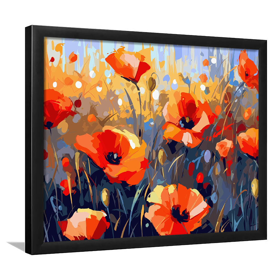 Abstract Poppy Field Wall Art, Poppy Fields Framed Art Prints Wall Decor, Framed Picture, Large Art Prints