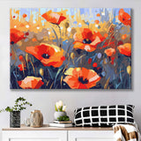 Abstract Poppy Field Wall Art, Poppy Fields Canvas Prints Wall Art, Home Living Room Decor, Large Canvas