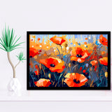 Abstract Poppy Field Wall Art, Poppy Fields Framed Art Prints Wall Decor, Framed Picture, Large Art Prints