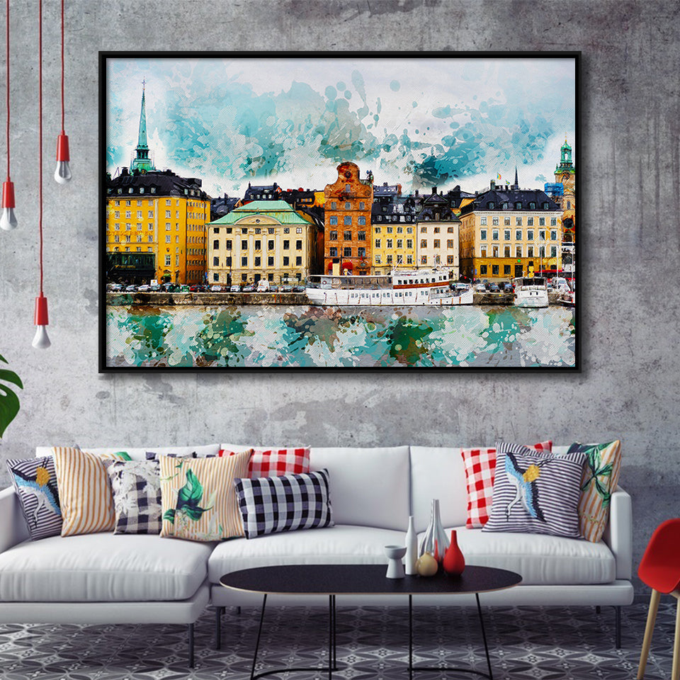 Abstract Stockholm Painting Framed Canvas Prints Wall Art Decor - Painting Canvas, Framed Picture, Home Decor