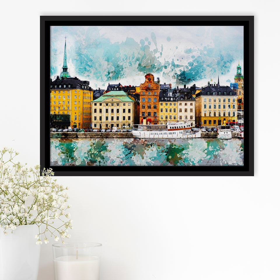 Abstract Stockholm Painting Framed Canvas Prints Wall Art Decor - Painting Canvas, Framed Picture, Home Decor