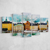 Abstract Stockholm Painting 5 Pieces Canvas Prints Wall Art Decor - Painting Canvas, Mixed Canvas, Multi Panels