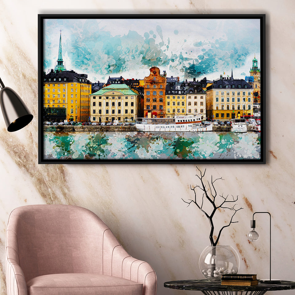 Abstract Stockholm Painting Framed Canvas Prints Wall Art Decor - Painting Canvas, Framed Picture, Home Decor