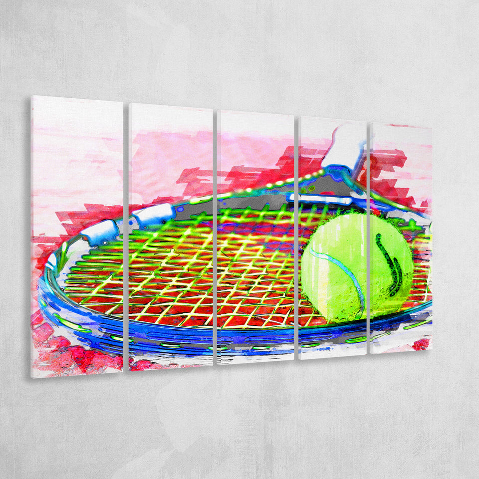 Abstract Tennis 5 Piece B Canvas Prints Wall Art Decor, Multi Panels,Large Canvas, Home Decor