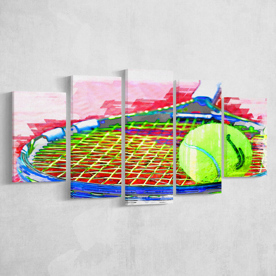 Abstract Tennis 5 Pieces Canvas Prints Wall Art Decor - Painting Canvas, Mixed Canvas, Multi Panels