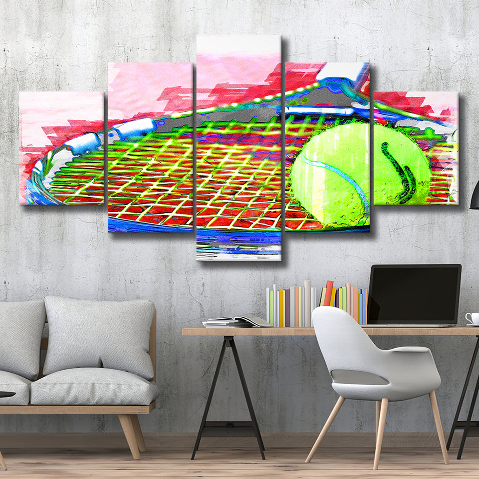 Abstract Tennis 5 Pieces Canvas Prints Wall Art Decor - Painting Canvas, Mixed Canvas, Multi Panels