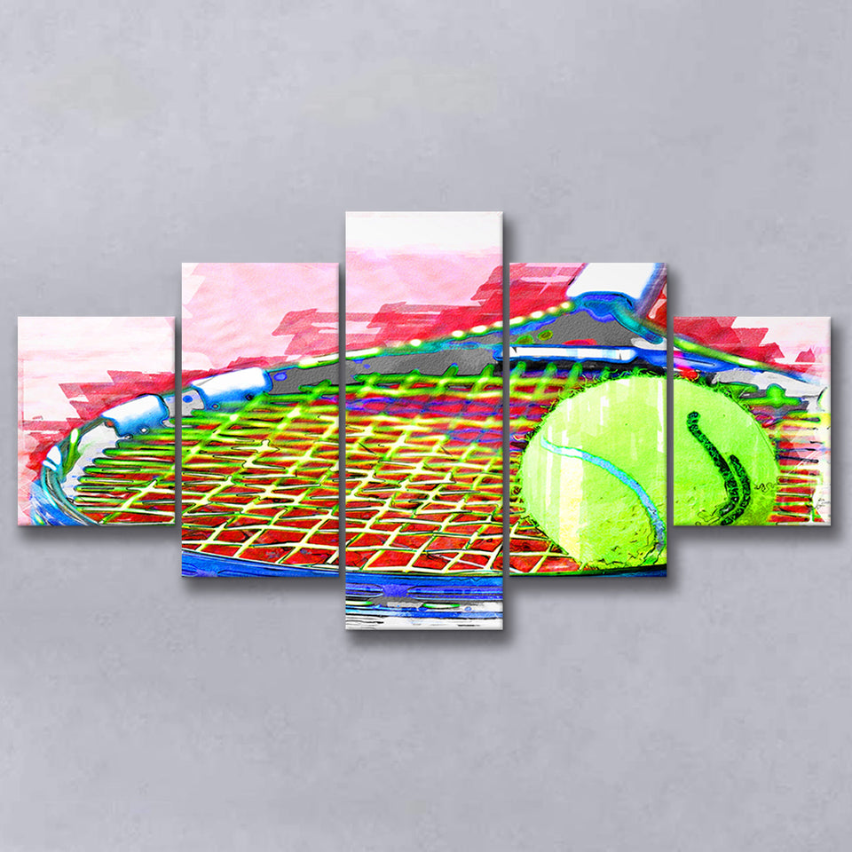 Abstract Tennis 5 Pieces Canvas Prints Wall Art Decor - Painting Canvas, Mixed Canvas, Multi Panels