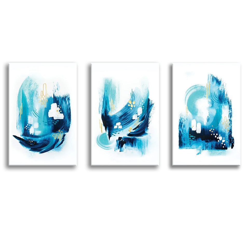 Abstract Trident Seas Canvas Set of 3 Piece Canvas Prints Wall Art Decor