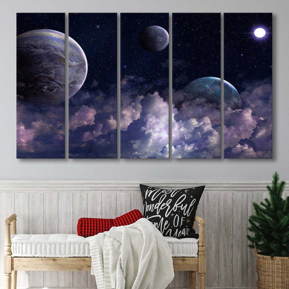 Abstract Universe Canvas Art, Space 5 Panels B,Large Canvas,Canvas Prints Wall Art Home Decor
