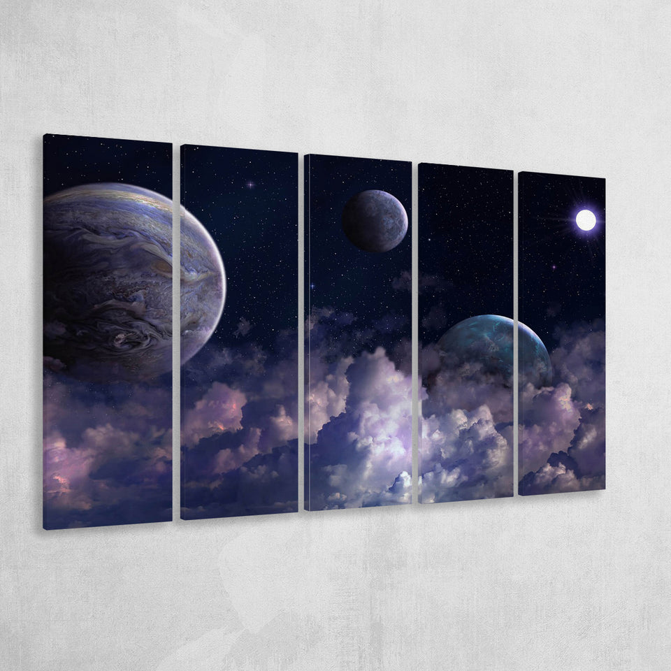 Abstract Universe Canvas Art, Space 5 Panels B,Large Canvas,Canvas Prints Wall Art Home Decor