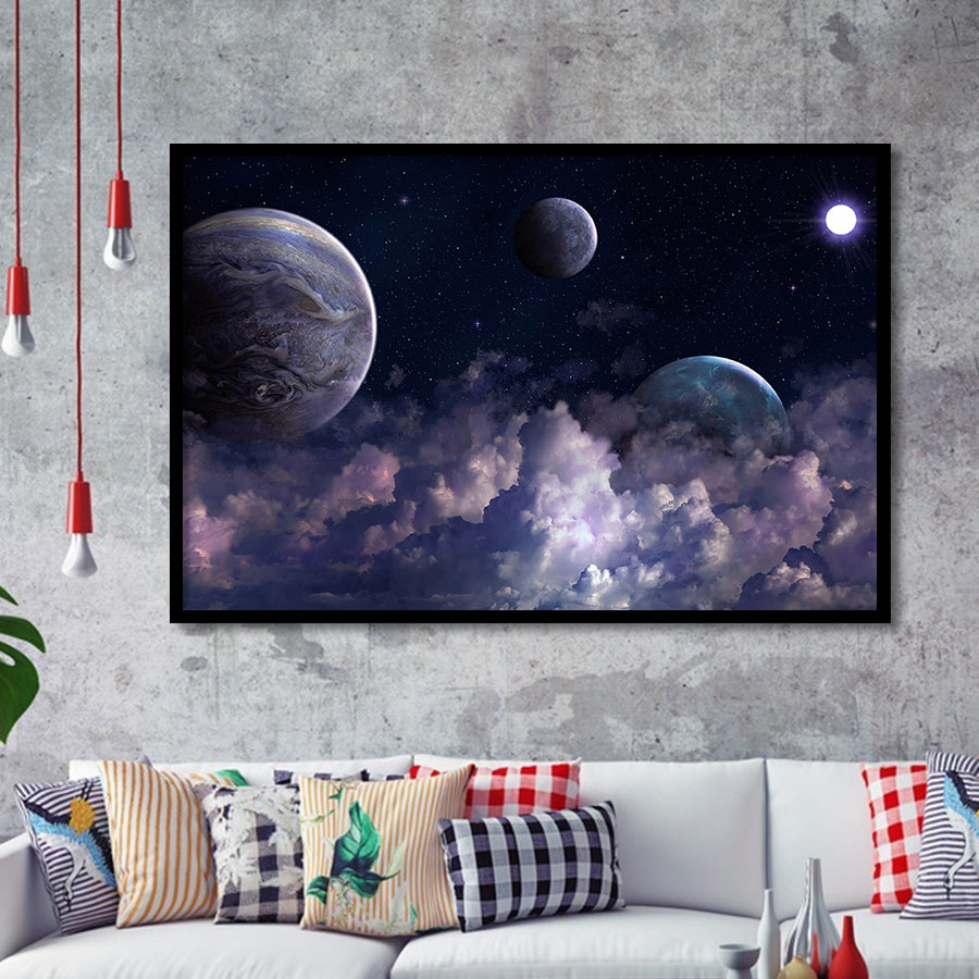 Abstract Universe Art, Space Framed Art Prints Wall Art Decor,Black Frame, Ready to hang