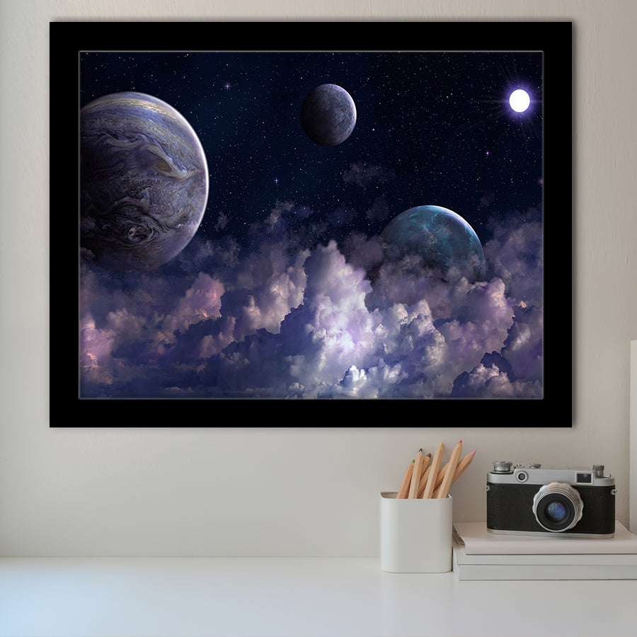 Abstract Universe Art, Space Framed Art Prints Wall Art Decor,Black Frame, Ready to hang