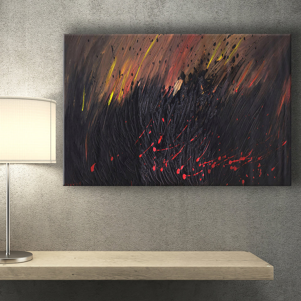 Abstract Volcano Wall Decor Red And Black Art Canvas Prints Wall Art Decor - Painting Canvas,Home Decor,Ready to Hang