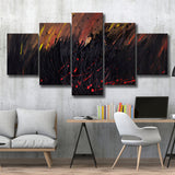 Abstract Volcano Wall Decor Red And Black Art 5 Piece Canvas Prints Wall Art Decor, Multi Panels, Mixed Canvas