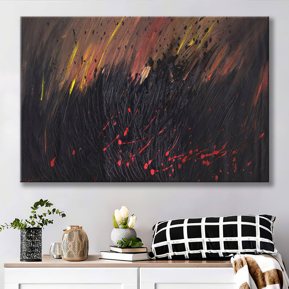 Abstract Volcano Wall Decor Red And Black Art Canvas Prints Wall Art Decor - Painting Canvas,Home Decor,Ready to Hang