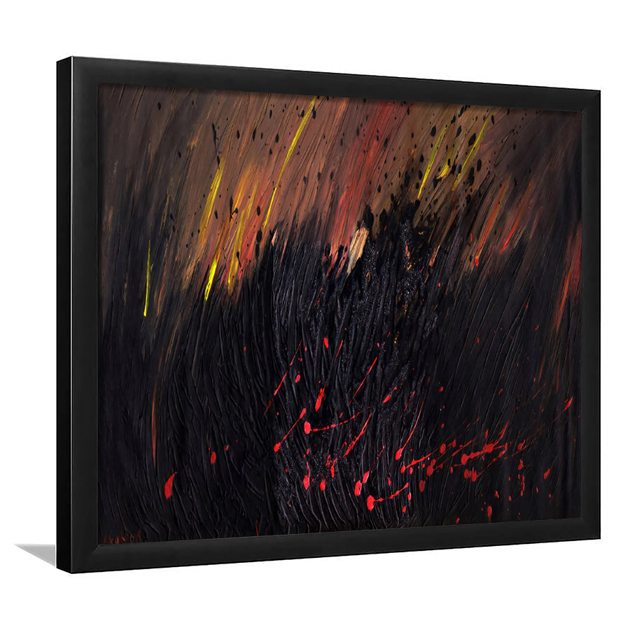 Abstract Volcano Wall Decor Red And Black Art Framed Art Prints Wall Art Decor, Framed Picture, Home Decor