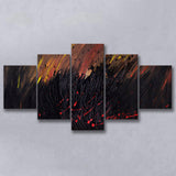 Abstract Volcano Wall Decor Red And Black Art 5 Piece Canvas Prints Wall Art Decor, Multi Panels, Mixed Canvas