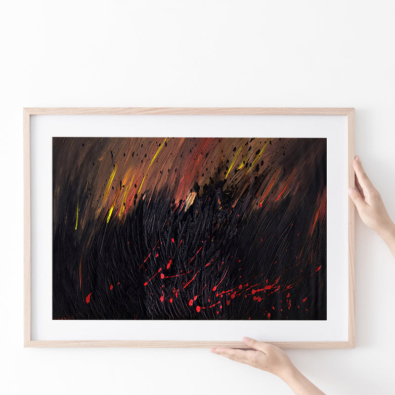 Abstract Volcano Wall Decor Red And Black Art Poster Prints Wall Art Decor, Unframe, Poster Art