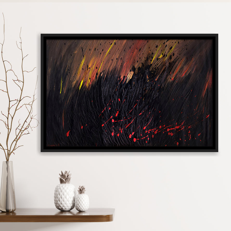 Abstract Volcano Wall Decor Red And Black Art Framed Canvas Prints Wall Art Decor, Framed Picture, Floating Frame